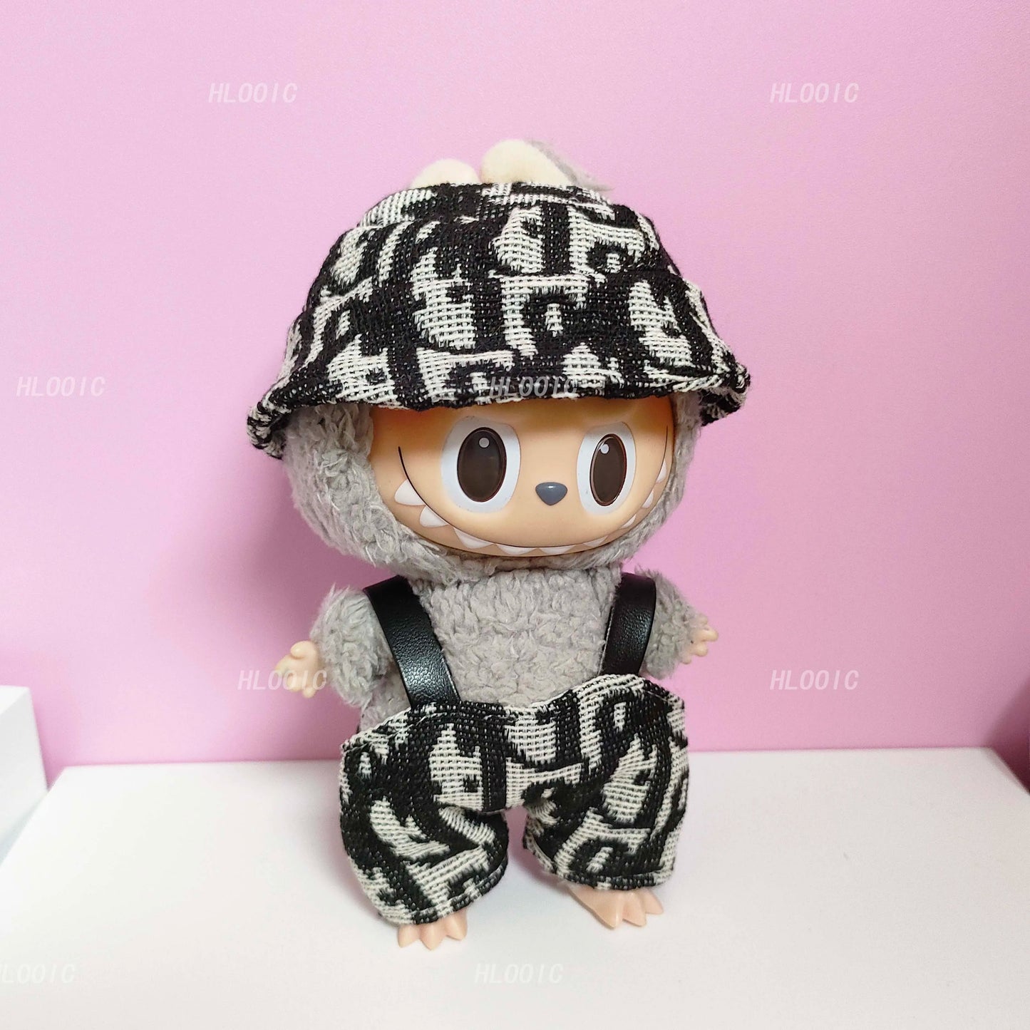 Labubu Doll Clothes – Bib Pants & Hat Set