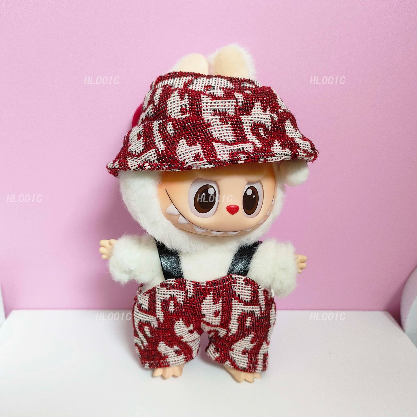 Labubu Doll Clothes – Bib Pants & Hat Set