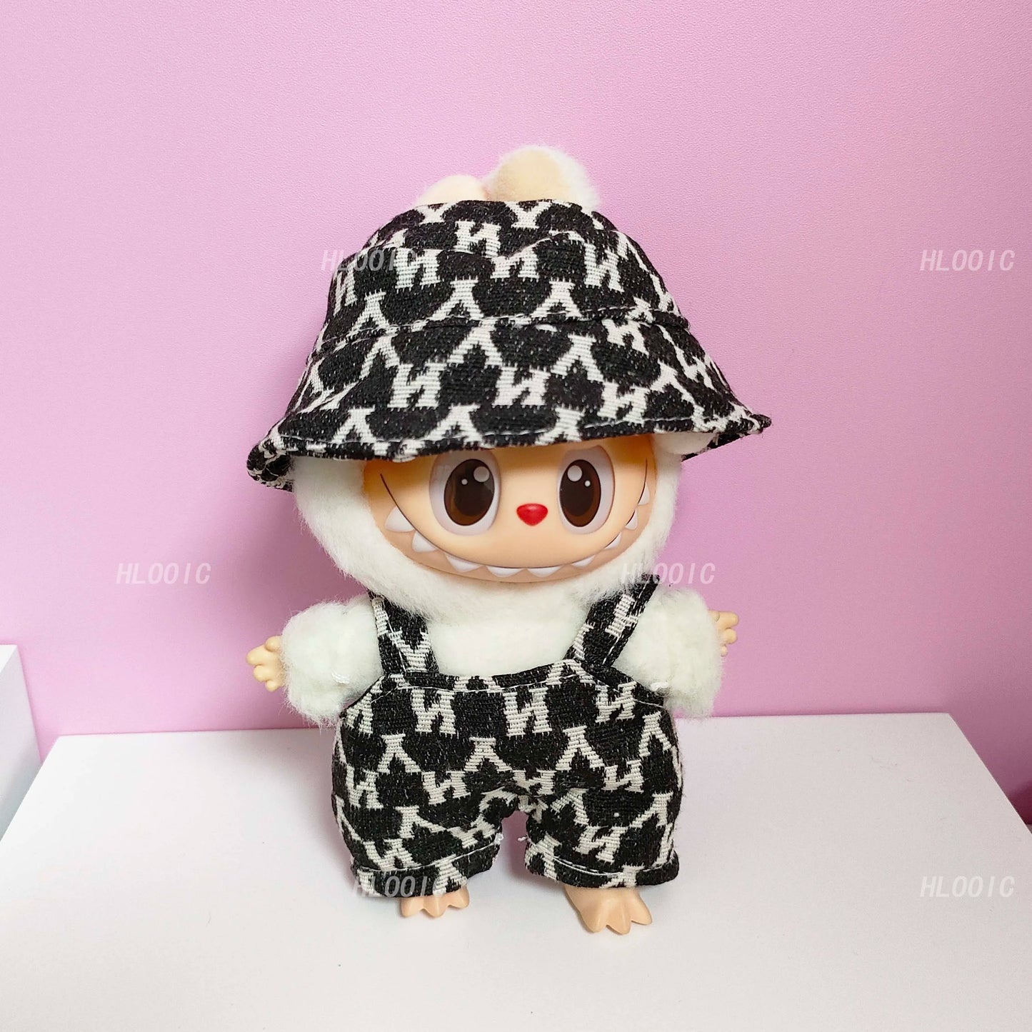 Labubu Doll Clothes – Bib Pants & Hat Set