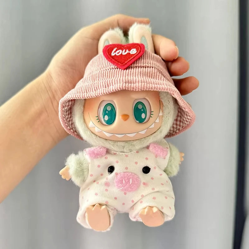 Plush Doll'S Clothes Outfit Accessories For First/second generation Labubu Idol Dolls Sitting party powder point pig Clothing