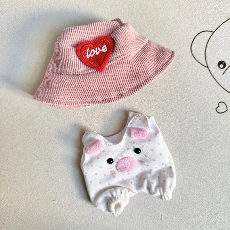 Plush Doll'S Clothes Outfit Accessories For First/second generation Labubu Idol Dolls Sitting party powder point pig Clothing