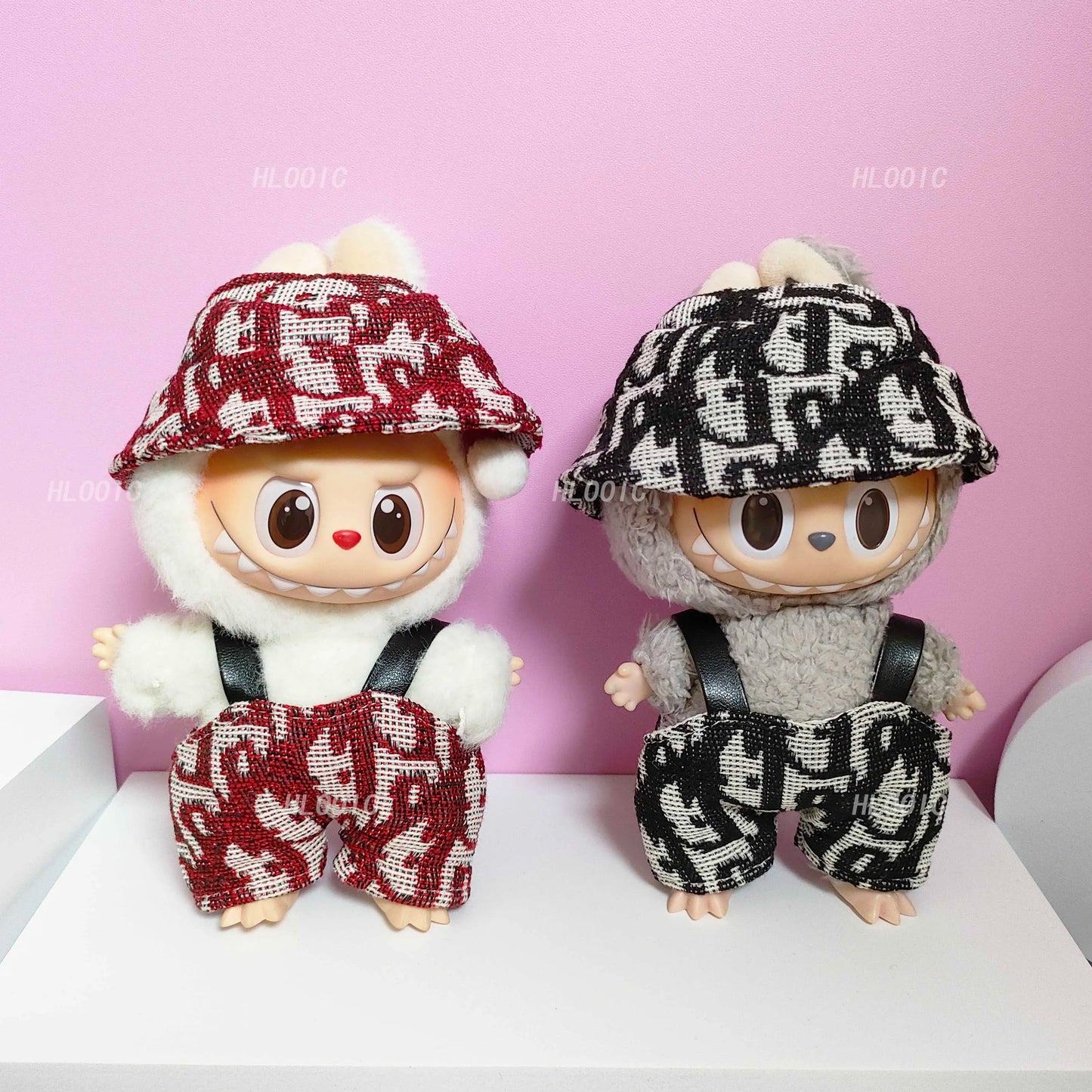Labubu Doll Clothes – Bib Pants & Hat Set