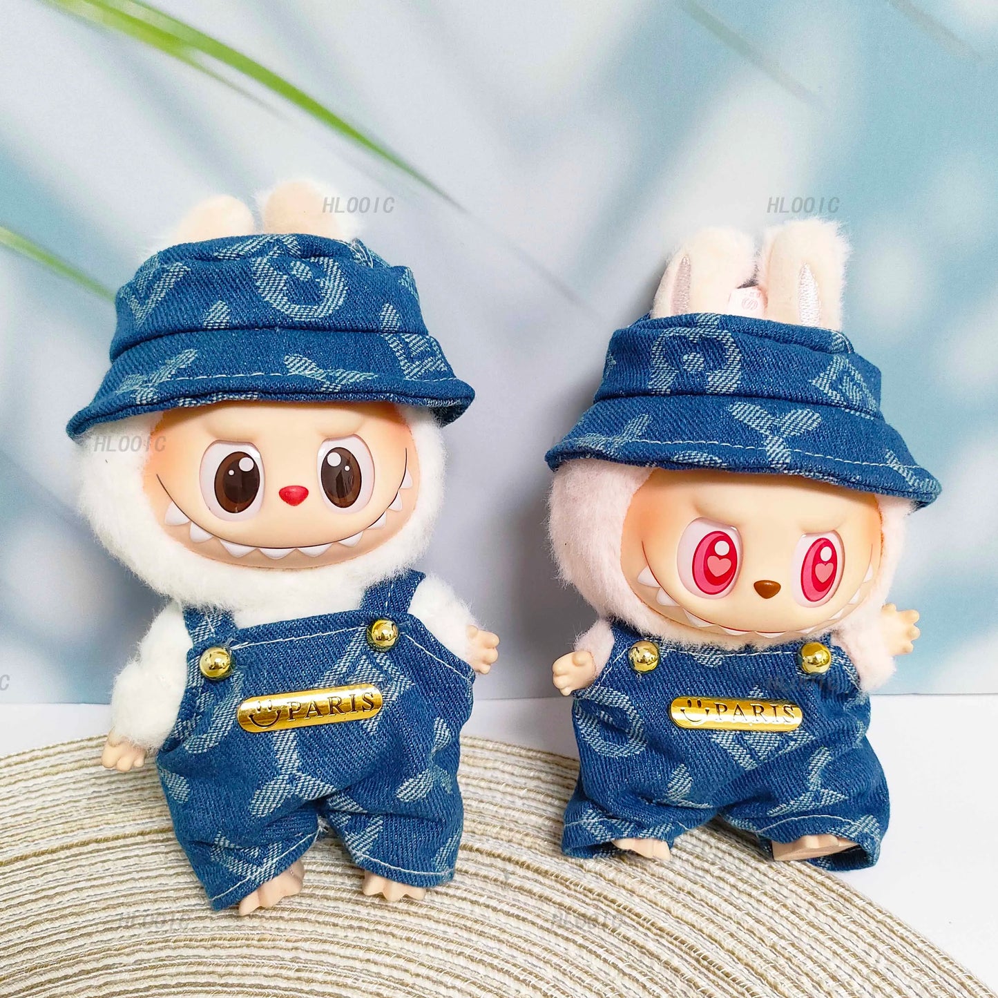 Labubu Doll Clothes – Bib Pants & Hat Set