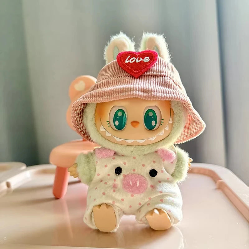Plush Doll'S Clothes Outfit Accessories For First/second generation Labubu Idol Dolls Sitting party powder point pig Clothing