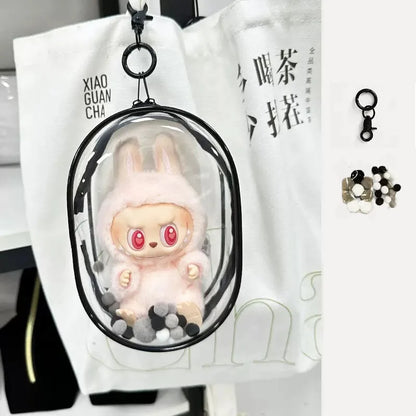 Labubu Doll Storage Bag – 15cm PVC Shoulder Case for Plush Dolls