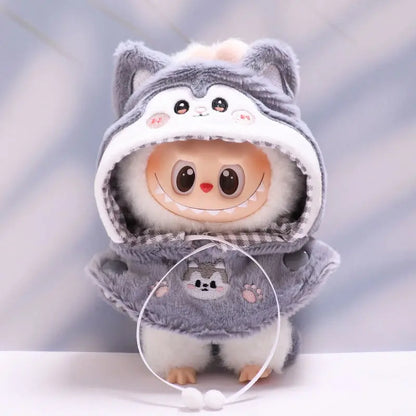 Labubu 17cm Knitted Outfit – Cute Doll Clothes Set & Keychain Gift