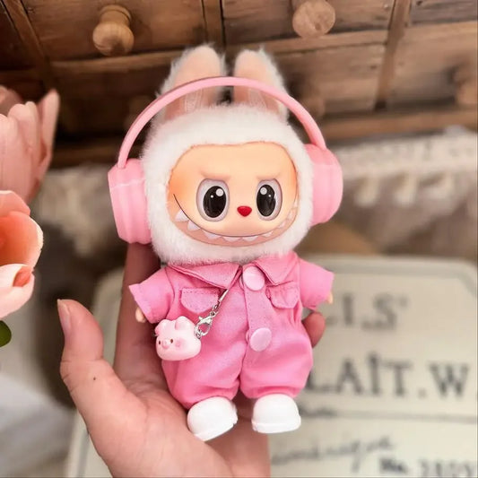 Labubu 3.0 Cat Outfit – Pink Cherry Love Set for 17cm V1/V2/V3 Dolls