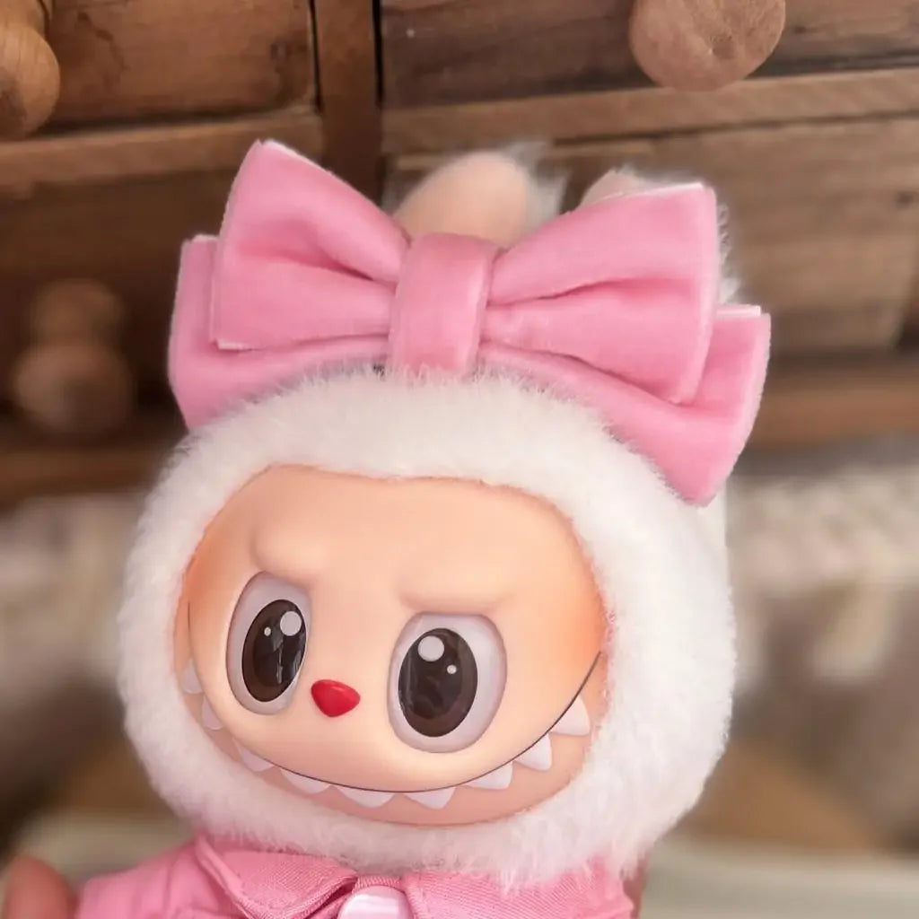 Labubu 3.0 Cat Outfit – Pink Cherry Love Set for 17cm V1/V2/V3 Dolls