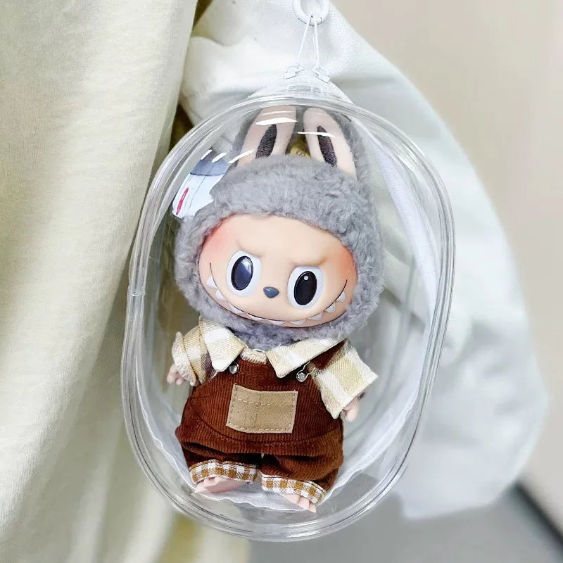 Labubu Doll Storage Bag – 15cm PVC Shoulder Case for Plush Dolls