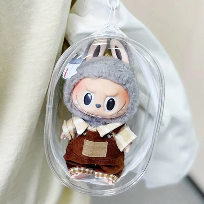 Labubu Doll Storage Bag – 15cm PVC Shoulder Case for Plush Dolls