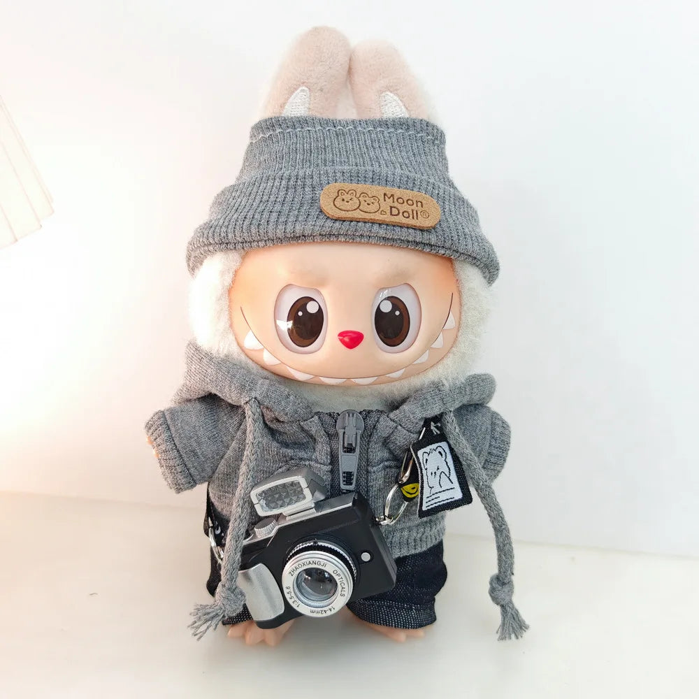Labubu Doll Clothing Academy Cool Shadow Uniform Set 17cm Plush Doll Clothing Accessories Labubu I II Idol Doll Sitting Party