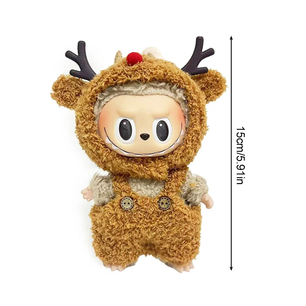 Labubu 17cm Knitted Outfit – Cute Doll Clothes Set & Keychain Gift
