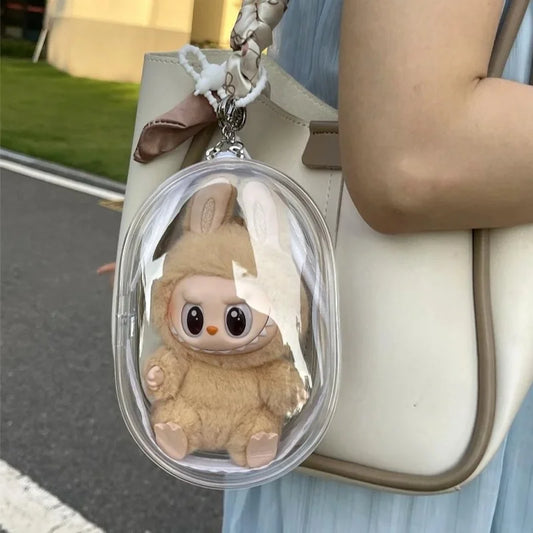 Labubu Doll Storage Bag – 15cm PVC Shoulder Case for Plush Dolls