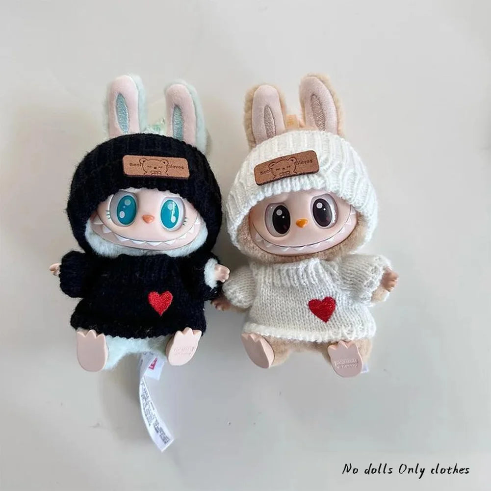 Labubu Doll Clothes – Fashion Sweater & Hat for 15–17cm Sitting Dolls