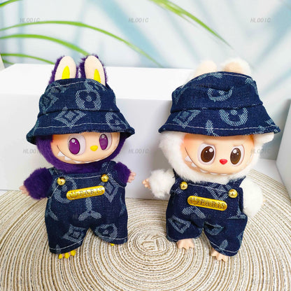 Labubu Doll Clothes – Bib Pants & Hat Set