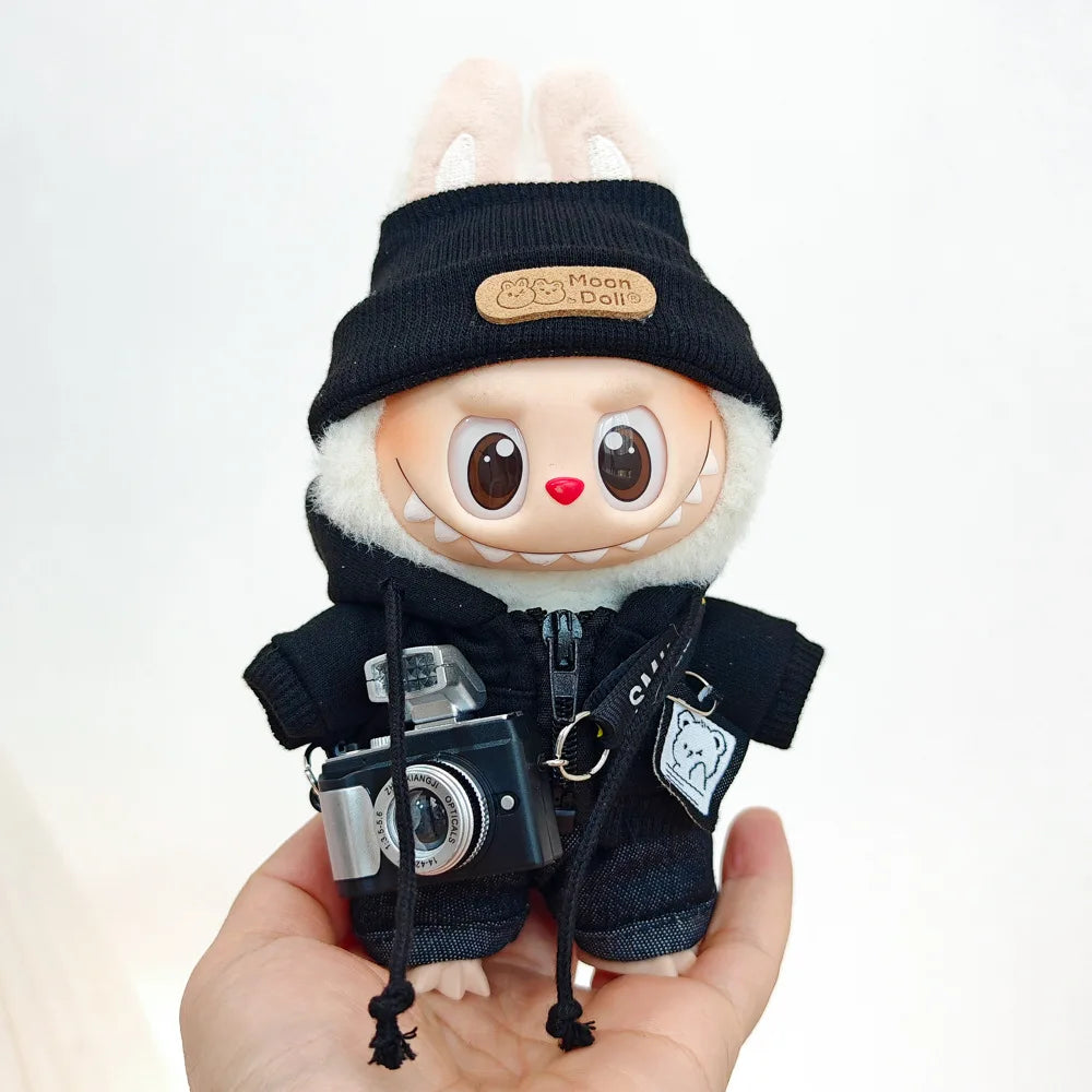 Labubu Doll Clothing Academy Cool Shadow Uniform Set 17cm Plush Doll Clothing Accessories Labubu I II Idol Doll Sitting Party
