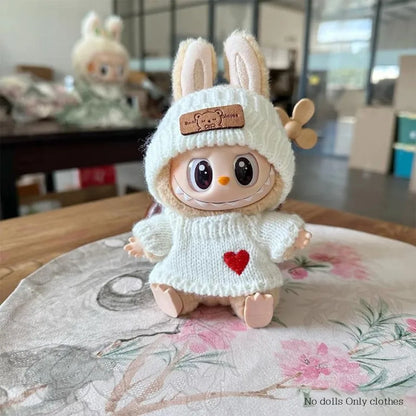 Labubu Doll Clothes – Fashion Sweater & Hat for 15–17cm Sitting Dolls