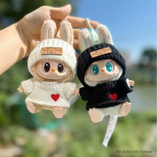 Labubu Doll Clothes – Fashion Sweater & Hat for 15–17cm Sitting Dolls