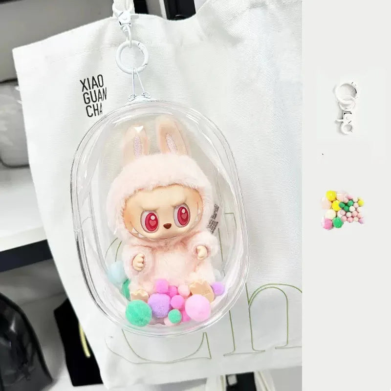 Labubu Doll Storage Bag – 15cm PVC Shoulder Case for Plush Dolls